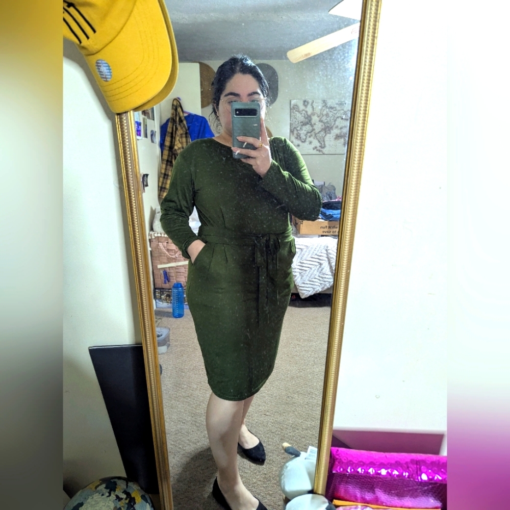 Green midi dress